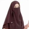 Bruine Islamitische Sjaal & Half-Niqab Set