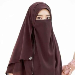 Bruine Islamitische Sjaal & Half-Niqab Set