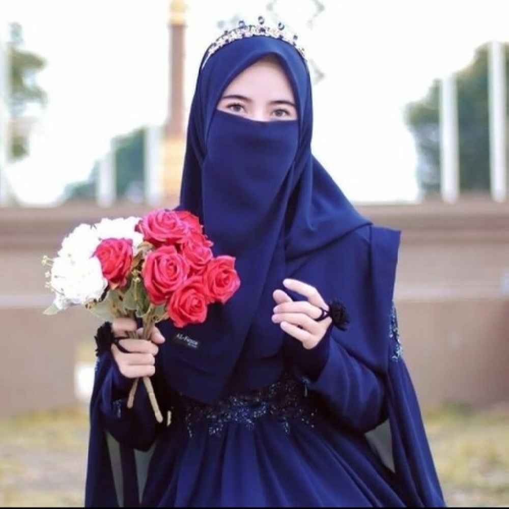 Marineblauwe Crepe Vierkante Sjaal & Niqab Set