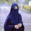 Marineblauwe Crepe Vierkante Sjaal & Niqab Set