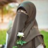 Olijfgroene Islamitische Sjaal & Halve Niqab Set