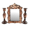 Gegraveerd Perzisch Koperen Spiegelraam & Kandelaar Set – Sheida Design