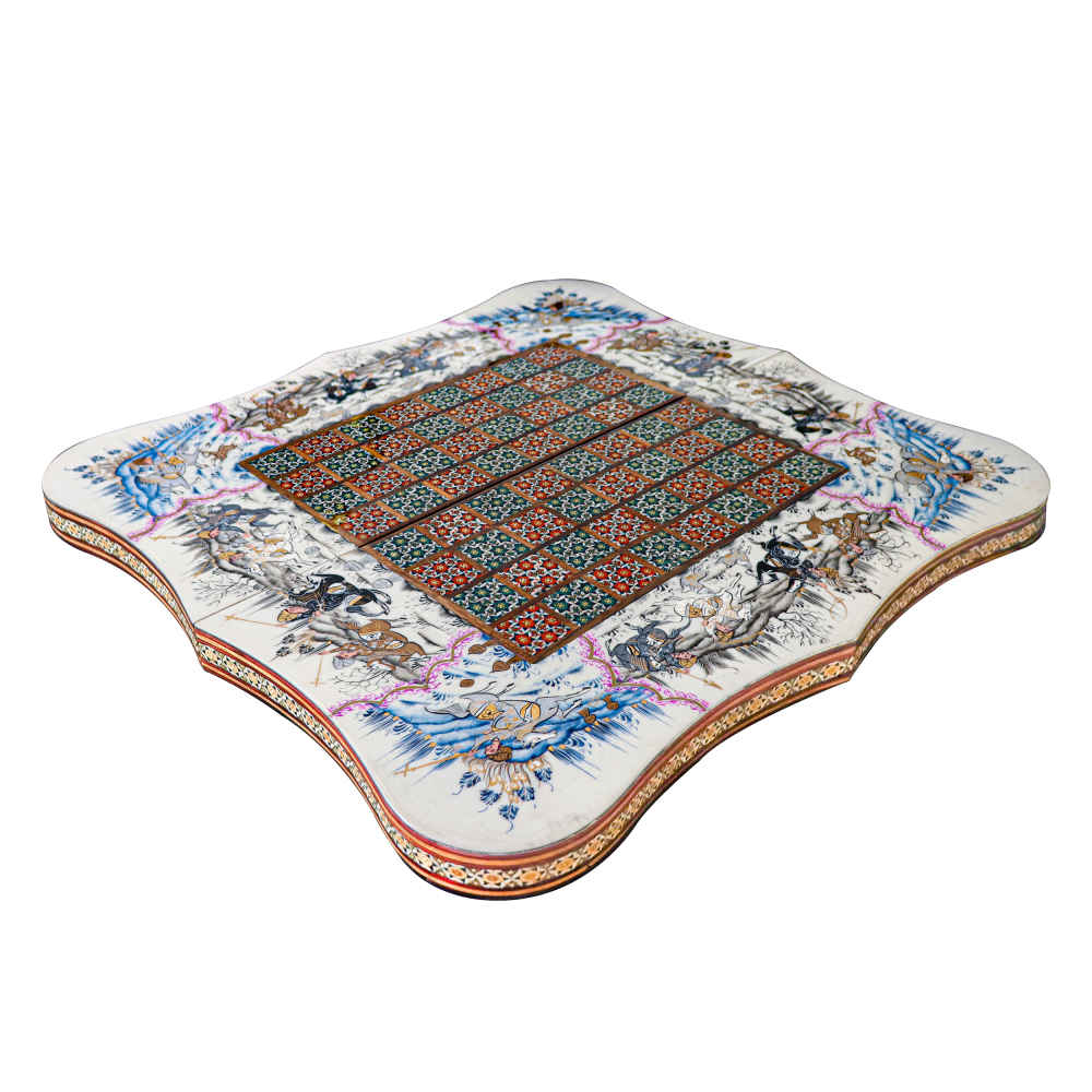 Perzisch Ingelegd Houten Schaakbord Model Chovgan