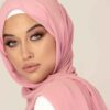 Roze Chiffon Shayla Hijab – Minimalistische Hoofddoek