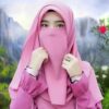 Roze Vierkante Sjaal & Halve Niqab Set – Islamitische Mode