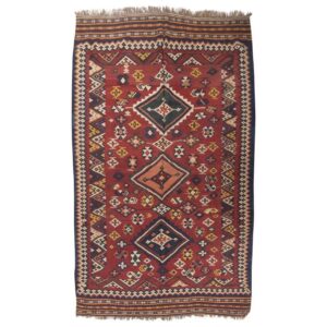 Perzisch Kilim Tapijt Qashqai — Handgeweven Wol — Antieke Tribale Stijl
