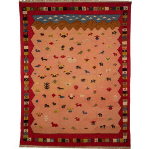 Perzische Wol Kilim Vloerkleed Handgeweven Qashqai met Dieren