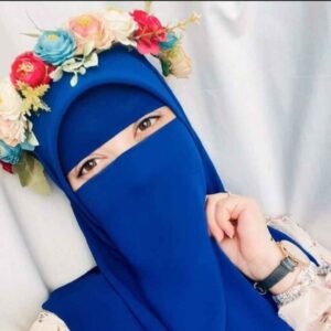 Koningsblauwe Islamitische Vierkante Sjaal & Halve Niqab Set voor Vrouwen