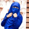 Koningsblauwe Islamitische Vierkante Sjaal & Halve Niqab Set voor Vrouwen