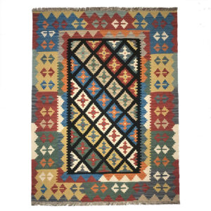 Perzische Kilim Handgeweven – Model Zarin Bruin – Geometrisch Wollen Vloerkleed