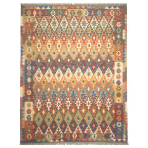 Perzische Kilim Handgeweven – Model Elahe Bruin – Geometrisch Wollen Vloerkleed