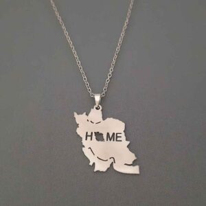 Minimalistische Ketting – Kaart van Iran & Thuis Kalligrafie