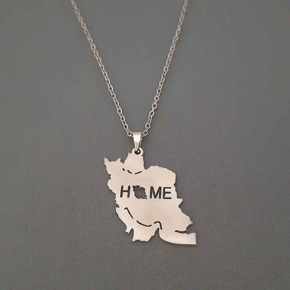 Minimalistische Ketting – Kaart van Iran & Thuis Kalligrafie