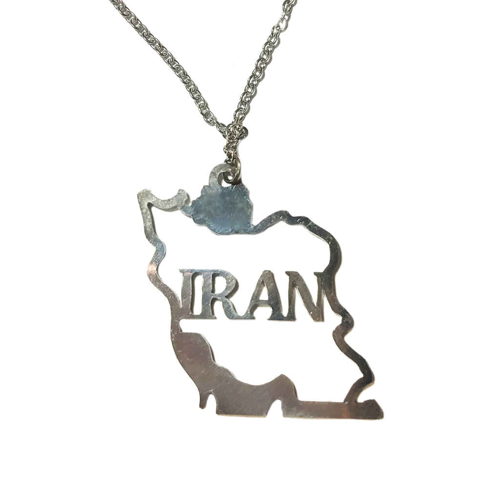Minimalistische Ketting – Kaart van Iran Zilver