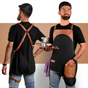 Leren & Stoffen Barista Schort – Stijlvol & Duurzaam