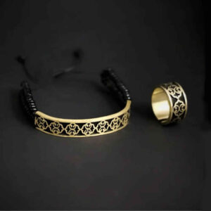 Perzische messing armband en ring set traditioneel model