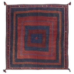 Vintage Perzisch Sirjan Handgeweven Kilim Tapijt Marineblauw