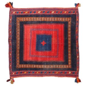 Vintage Perzisch Sirjan Handgeweven Kilim Tapijt Rood & Zwart