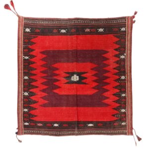 Vintage Perzisch Sirjan Handgeweven Kilim Tapijt Lichtrood