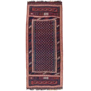 Vintage Perzisch Ghashghaei Handgeweven Kilim Loper van Wol