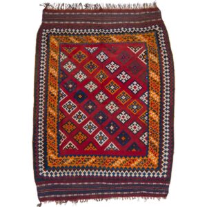 Vintage Perzisch Ghashghaei Handgeweven Kilim Tapijt van Wol