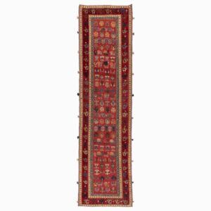 Vintage Perzisch Sirjan Handgeweven Kilim Loper Rood