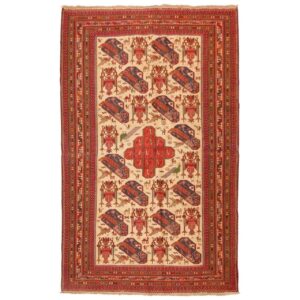 Vintage Perzisch Sirjan Handgeweven Kilim Tapijt van Wol Oranje