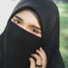 Zwarte Islamitische Vierkante Sjaal & Halve Niqab Set