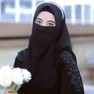 Zwarte Islamitische Vierkante Sjaal & Halve Niqab Set