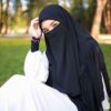 Zwarte Islamitische Vierkante Sjaal & Halve Niqab Set