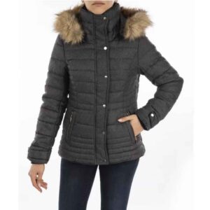 Dames Pufferjas met Lange Mouwen, Rits en Capuchon – Model Nazila