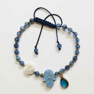 Kralenarmband voor Dames – Blauw Hamsa Handje