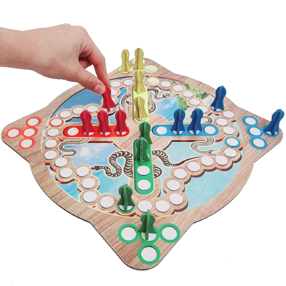 Houten Mens erger je niet & Slangen en Ladders Spelset