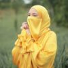 Gele Islamitische Vierkante Sjaal & Halve Niqab Set