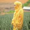 Gele Islamitische Vierkante Sjaal & Halve Niqab Set