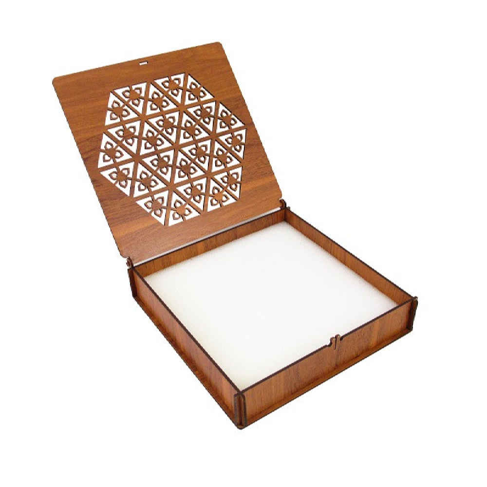 Handgemaakte Houten Sieradendoos met Geometrisch Design