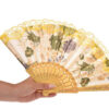 Gele Opvouwbare Waaier – Vintage Bloemenpatroon