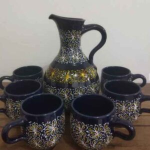 Perzisch Aardewerk Kan & Bekerset Artistic Glory – Navy