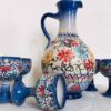 Perzisch Aardewerk Kan & Bekerset Negin – Blauw Bloemen