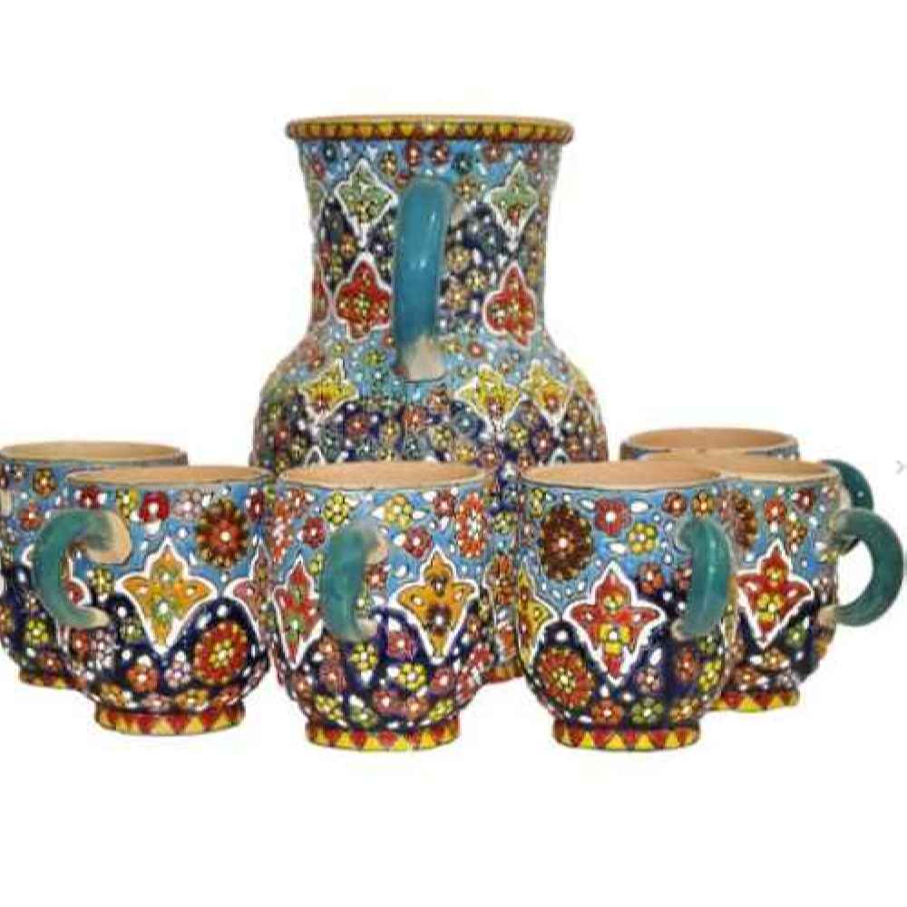 Minakari Geëmailleerde Kan & Bekerset Roya – Blauw