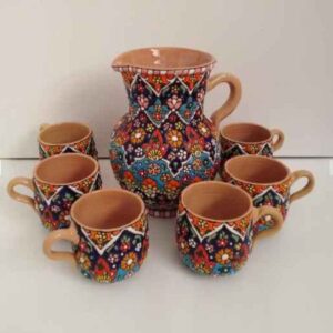 Artistic Minakari Geëmailleerde Kan & Bekerset Ahora – Blauw