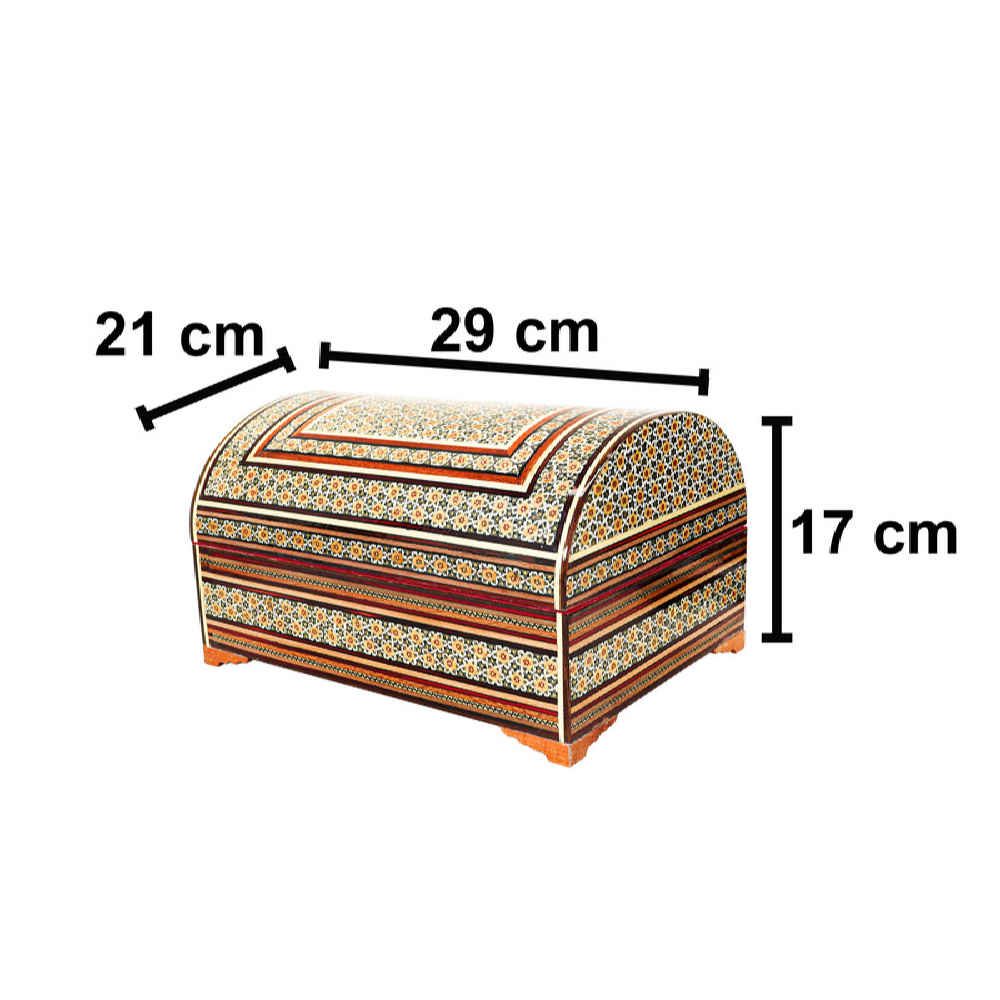 Handgemaakte Houten Sieradendoos met Perzisch Khatam Sandough Design