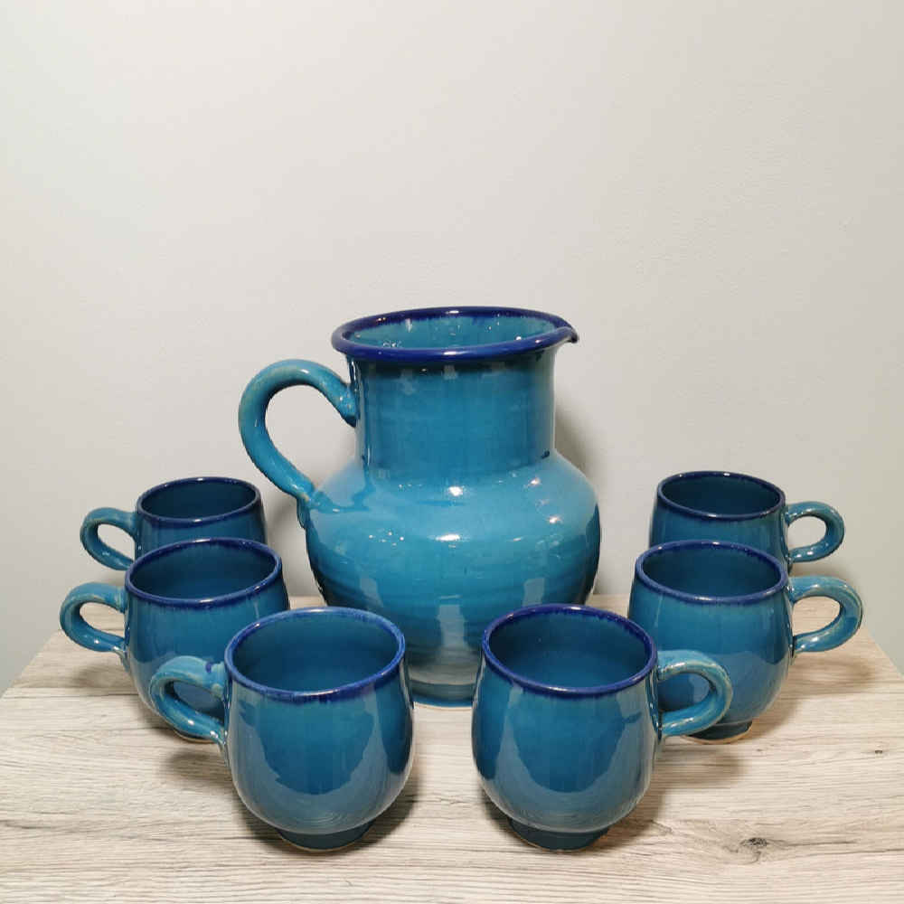Perzisch Aardewerk Kan & Bekerset Elizabeth – Blauw