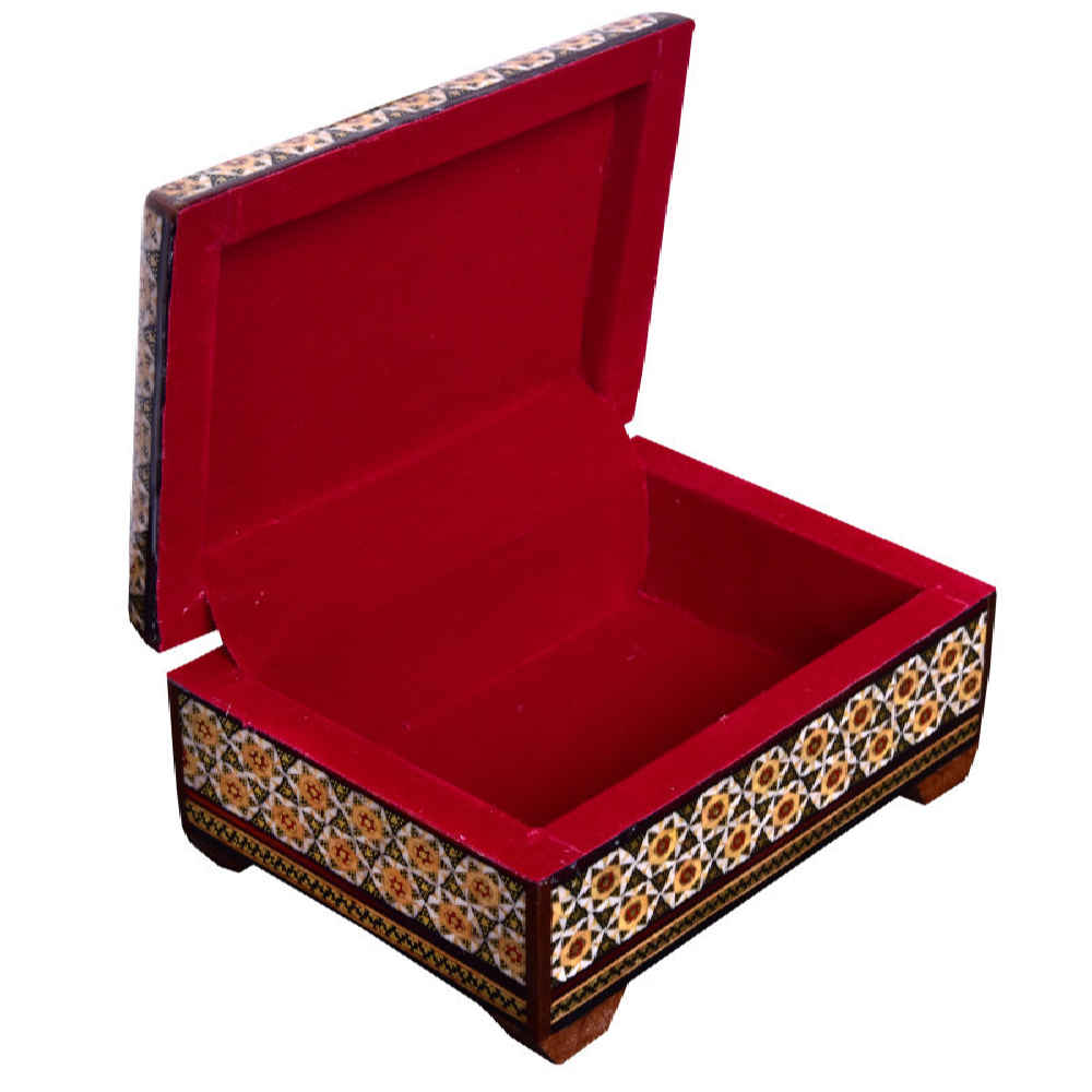 Handgemaakte Houten Sieradendoos met Perzisch Khatam Feryal Design