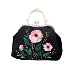 Clutch Handtas met Lintenborduurwerk – Fluweel met Bloemenkralen