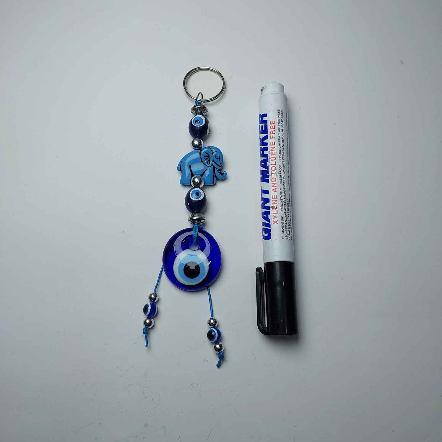 Blauwe Boze Oog Sleutelhanger – Olifant