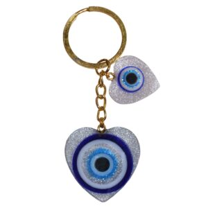 Blauwe Boze Oog Resin Sleutelhanger – Hart