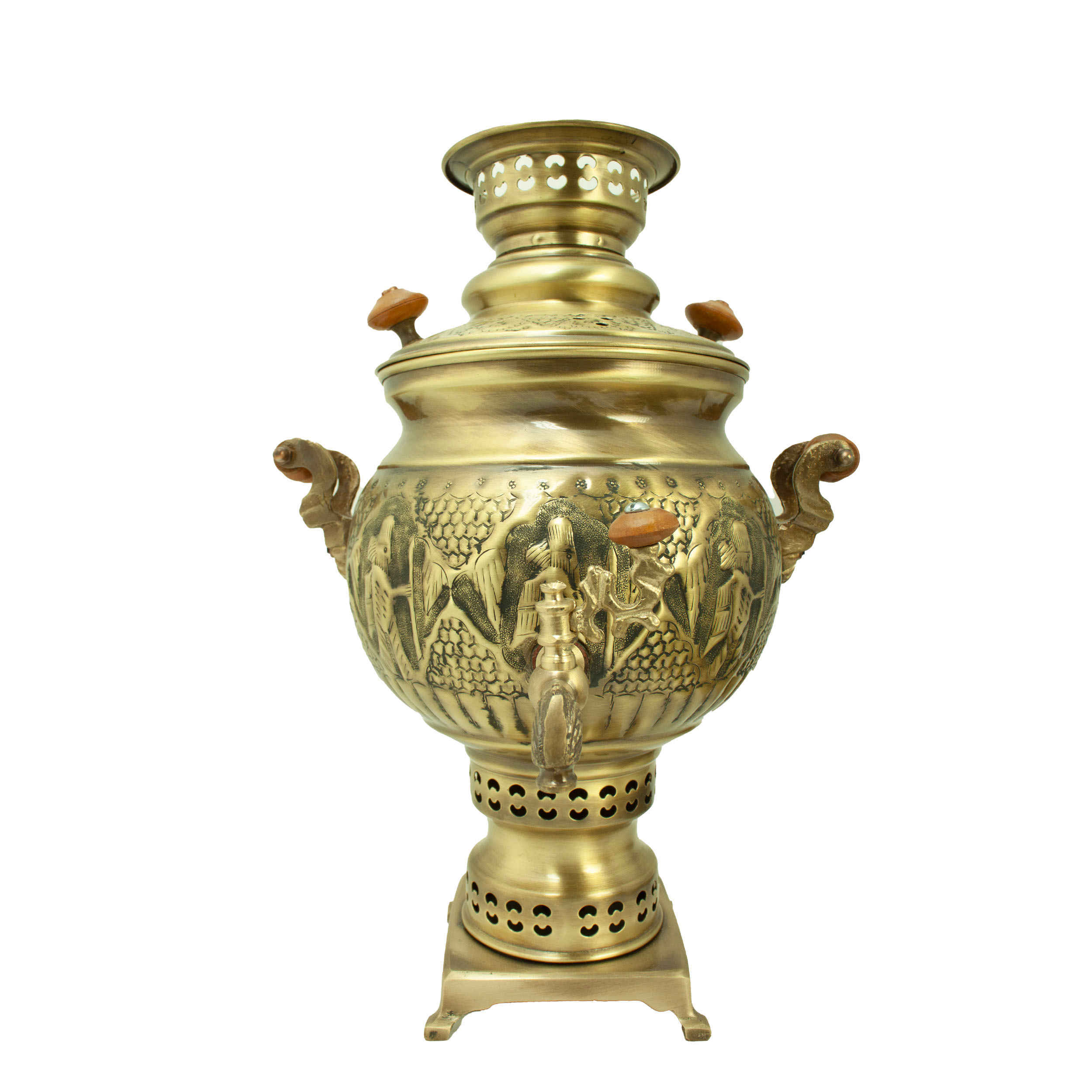 Perzische Koperen Samovar Decoratief Houtskool Theemaker met Achaemenid Design 5-Liter