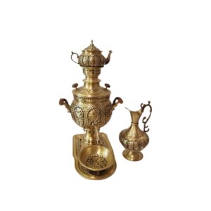 Perzische Koperen Samovar Decoratief Houtskool Theemaker Bloemmotieven 6-Liter