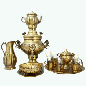 Perzische Koperen Samovar Decoratief Houtskool Theemaker 2,5-Liter (19 Pcs)
